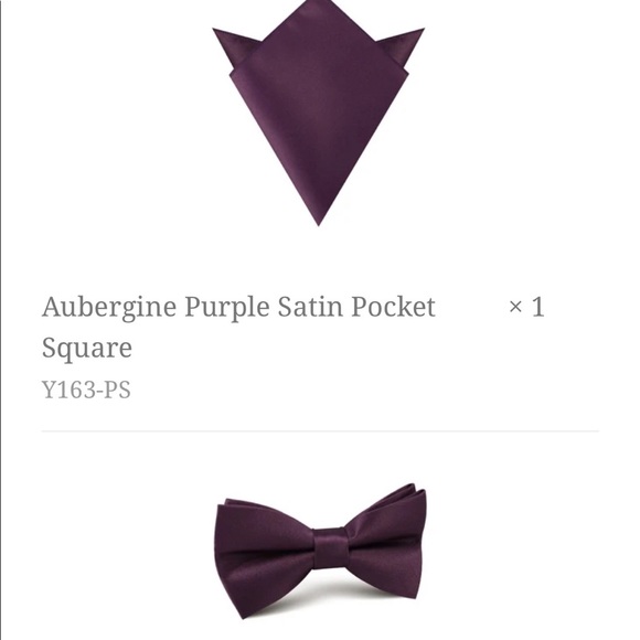 NWT OTAA Aubergine Bow Tie and Pocket Square - Picture 2 of 5